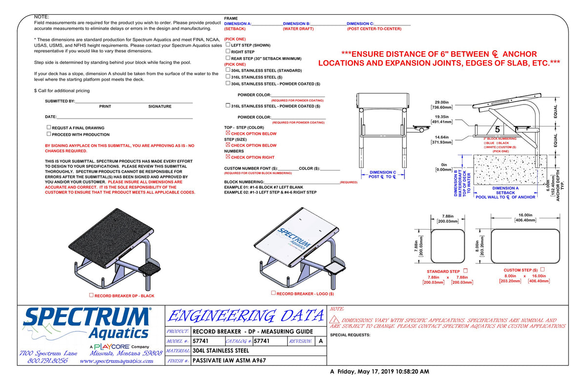 Spectrum Record Breaker Dual Post (57741) measurement guide