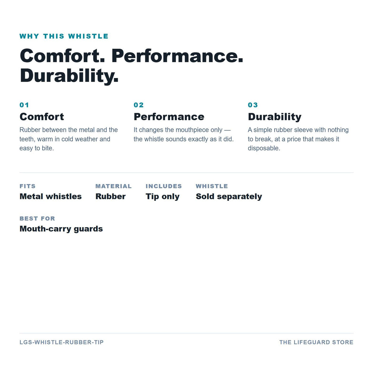 Rubber tip whistle guard benefits and specs