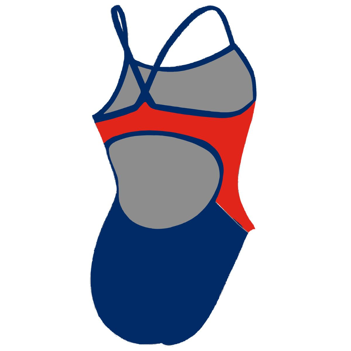 RISE Solid H-Back Poly Splice One Piece Swimwear