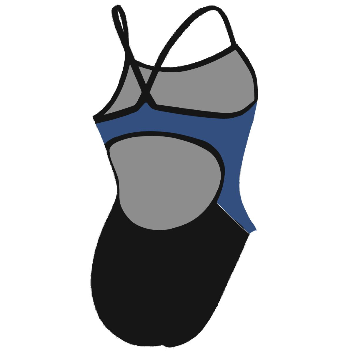 RISE Solid H-Back Poly Splice One Piece Swimwear