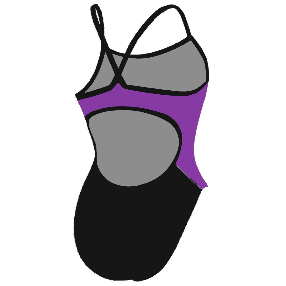 RISE Solid H-Back Poly Splice One Piece Swimwear