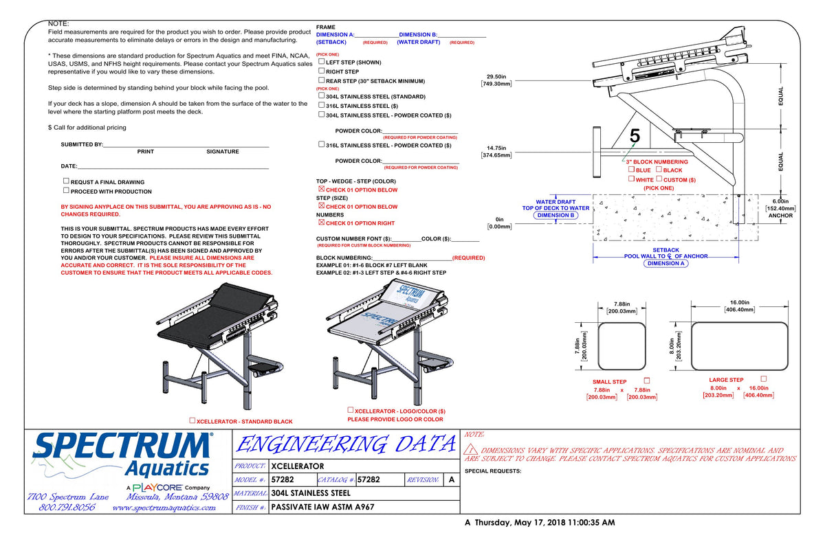 Spectrum Xcellerator Single Post (57282) measurement guide