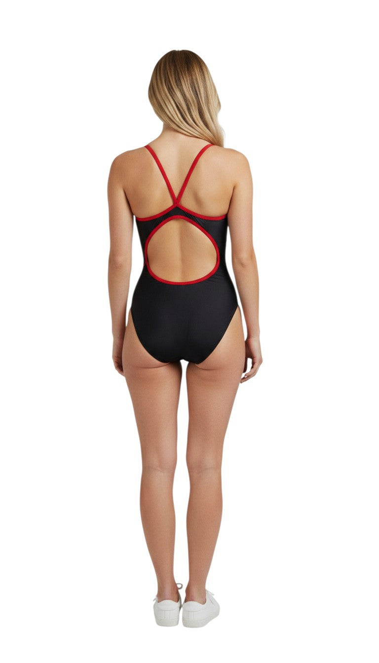 RISE Solid H-Back Poly Splice One Piece Swimwear
