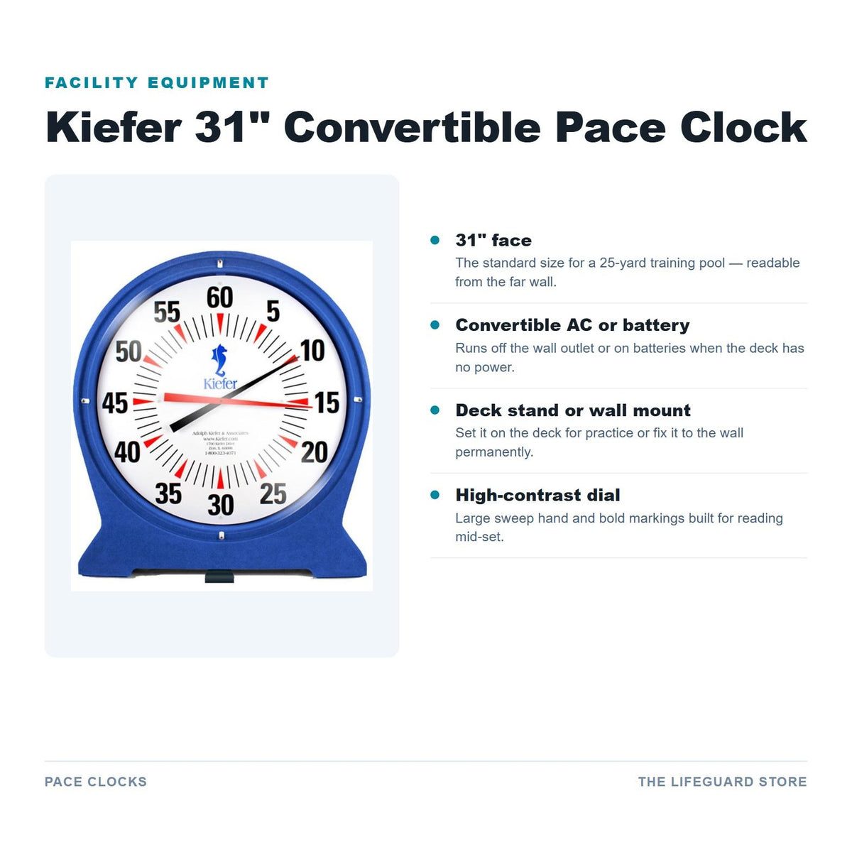 31 inch pace clock features