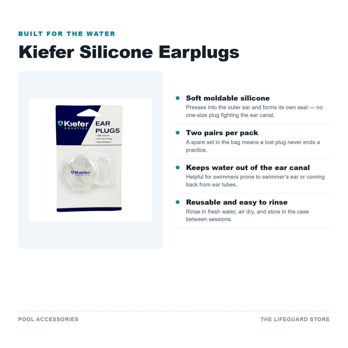 Kiefer Silicone Earplugs: 2 Pair/White