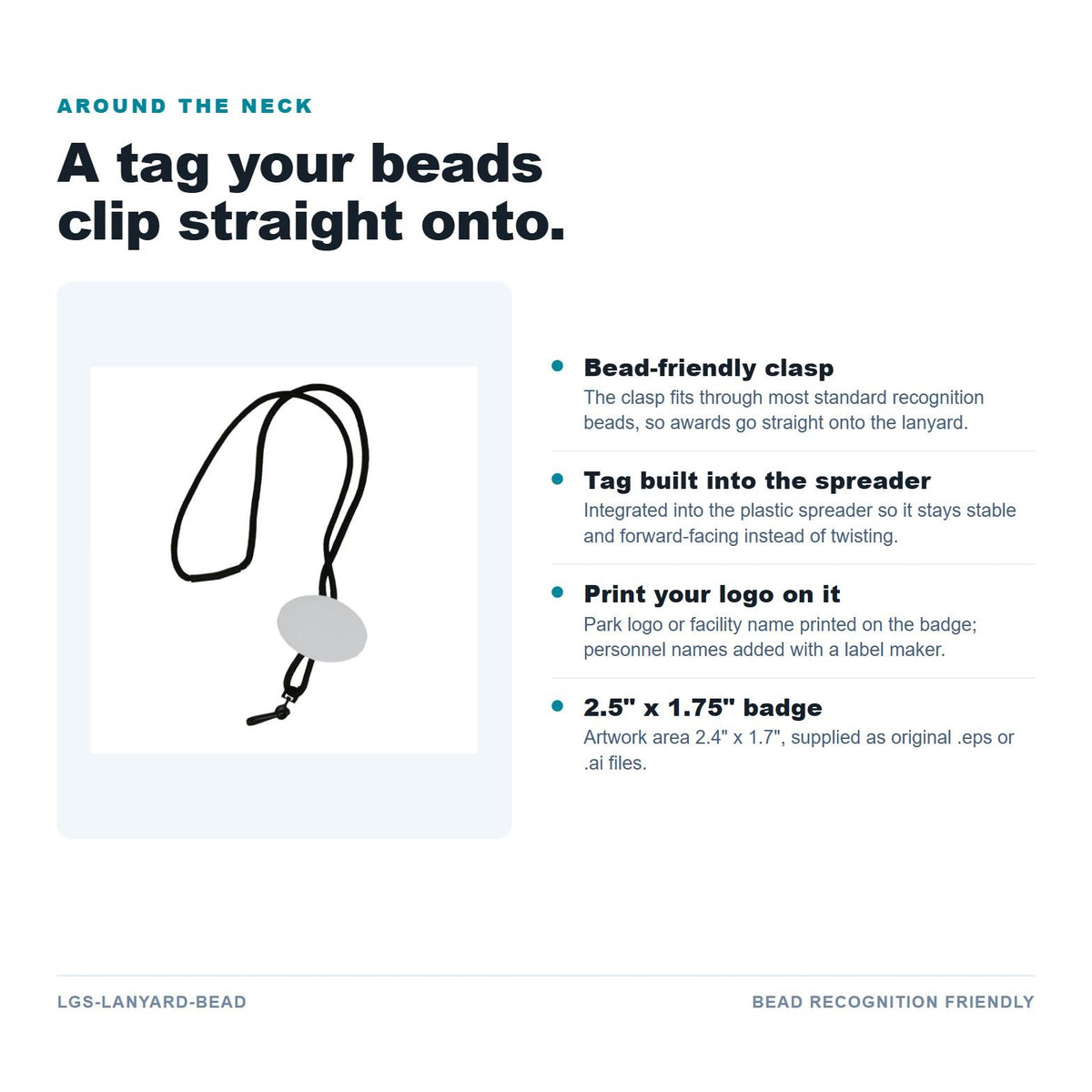 Oval Nametag with Lanyard for Bead Recognition Program