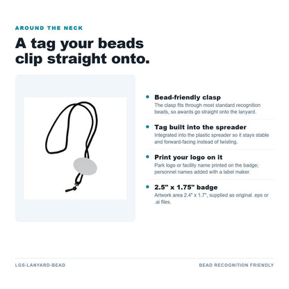 Bead recognition oval nametag lanyard features