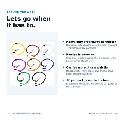 Break away lanyard 12 pack features
