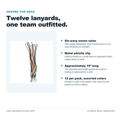 19 inch nylon neck lanyard 12 pack features
