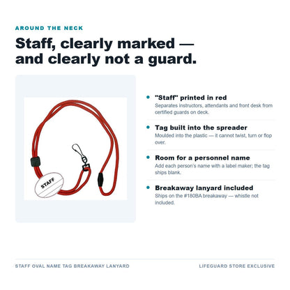 Staff Oval Name Tag Breakaway Lanyard features