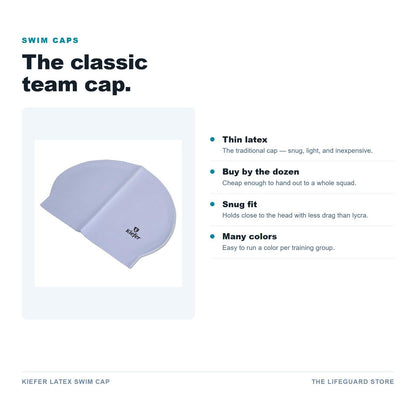 Kiefer Latex Swim Cap features