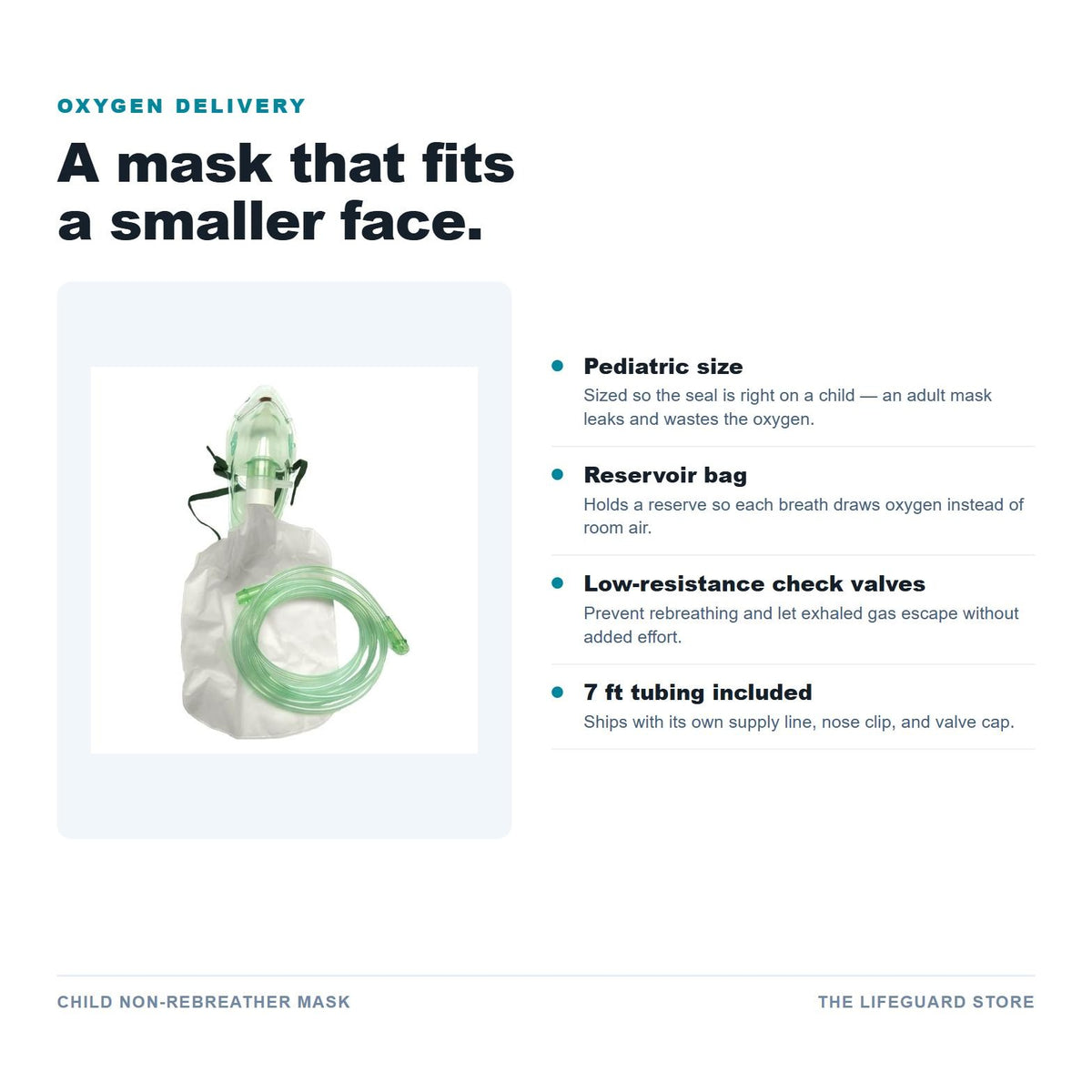 Child non-rebreather mask features