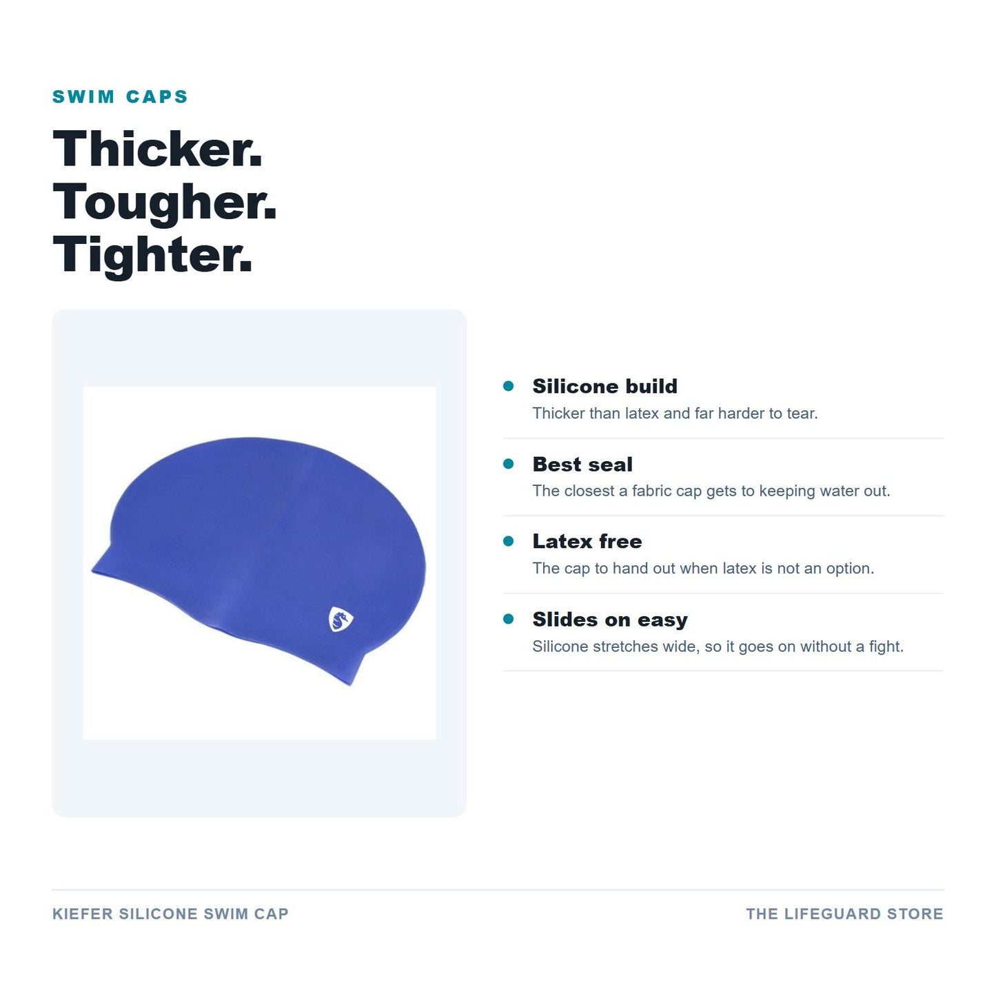 Kiefer Silicone Swim Cap features