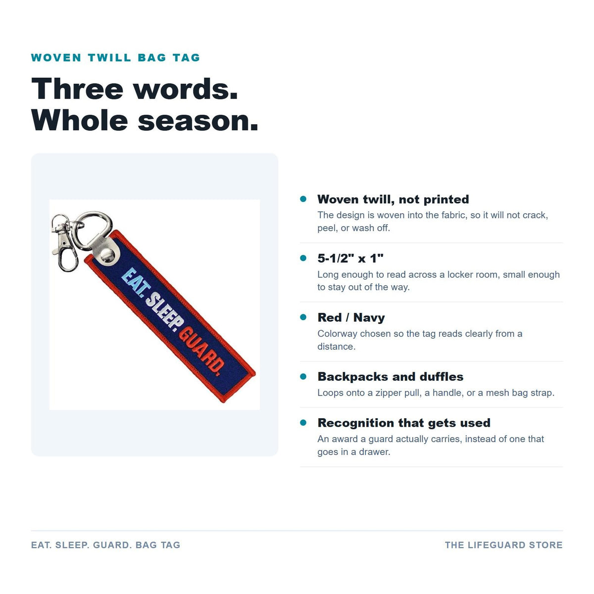 Eat. Sleep. Guard. Bag Tag