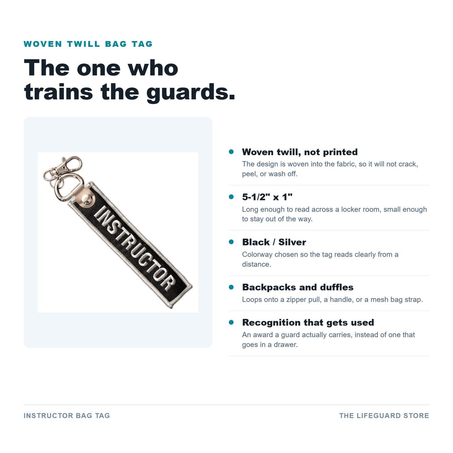 Instructor Bag Tag features