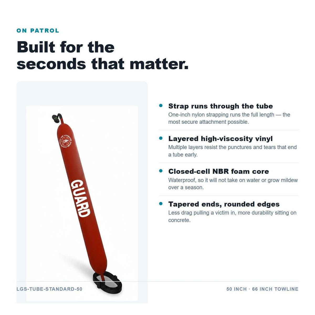 50 inch standard rescue tube features