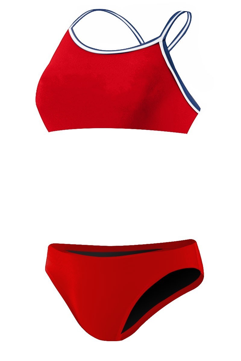 Rise Solid Poly Tri Color Bikini