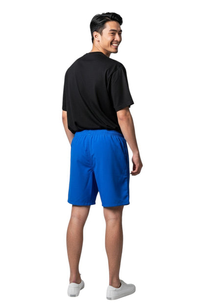 The Lifeguard Store blue polyester staff board shorts with drawstring, cargo pocket, and UPF30+ protection.