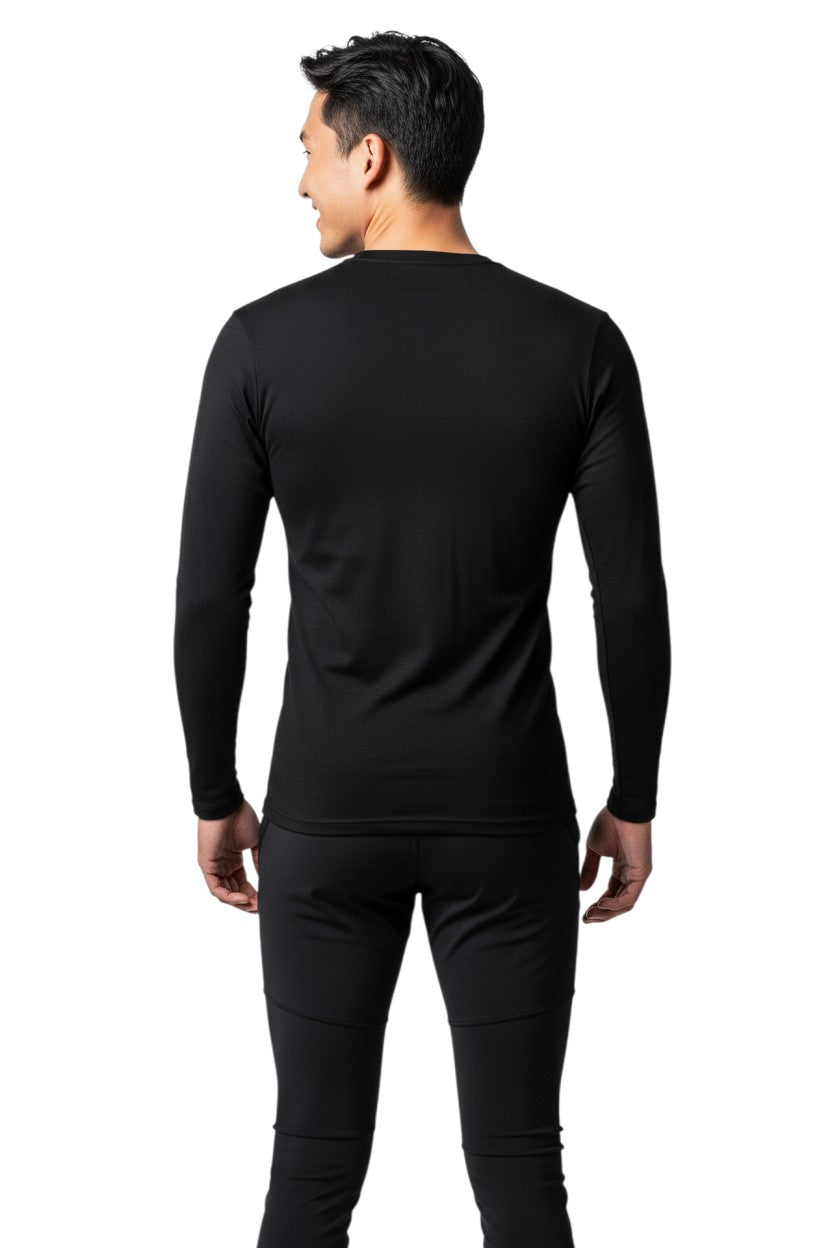 The Lifeguard Store RISE Instructor long sleeve rashguard in black, made of polyester and spandex blend with UPF50+ protection.