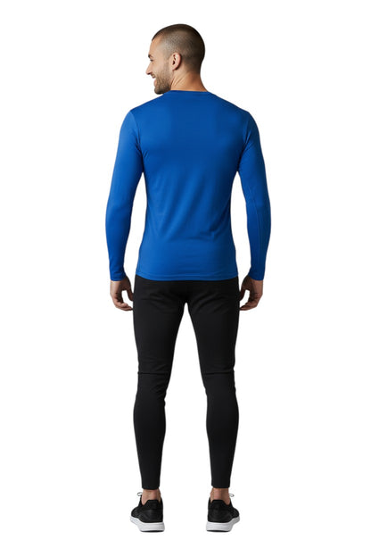 The Lifeguard Store royal blue long sleeve rashguard with white oval 'INSTRUCTOR' graphic. Poly-spandex blend with UPF50+ protection.