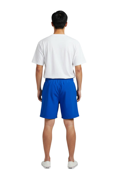 The Lifeguard Store Kiefer Men's royal blue polyester board shorts with liner, elastic waistband, and cargo pocket.