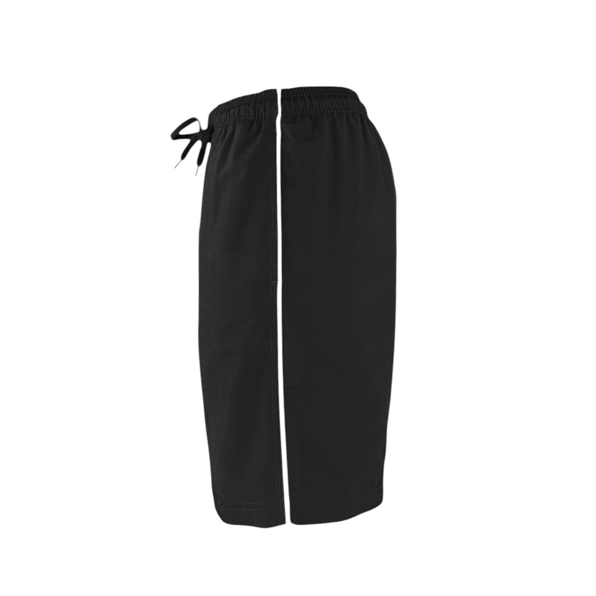 The Lifeguard Store Kiefer Men's Solid Black Board Shorts with liner, elastic waistband, drawstring, and 7" inseam.
