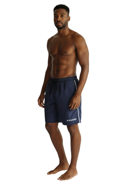 The Lifeguard Store navy blue polyester cargo board shorts with drawstring and GUARD logo