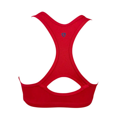 The Lifeguard Store red polyester-spandex racer back top with UPF 50+ protection and quick-dry fabric.