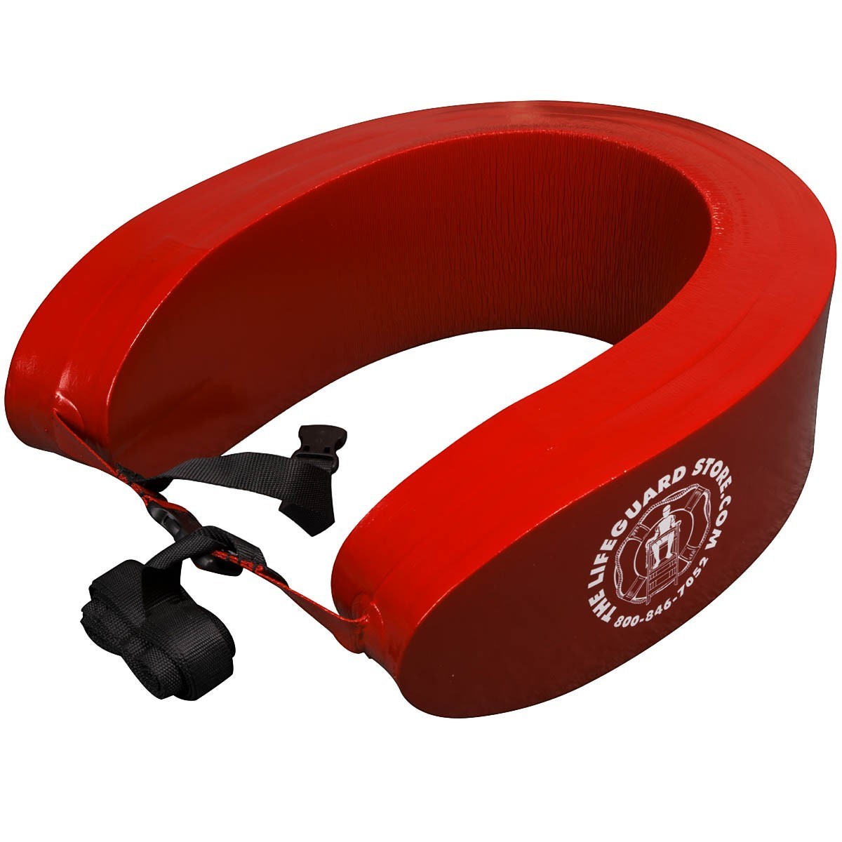 The Lifeguard Store red vinyl rescue tube with strap and "GUARD" lettering for lifeguards.