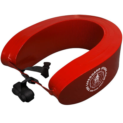 The Lifeguard Store red vinyl rescue tube with strap and "GUARD" lettering for lifeguards.
