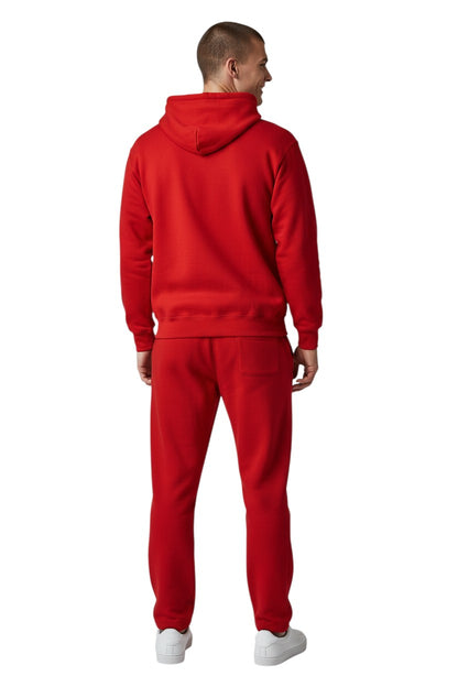 The Lifeguard Store red cotton-polyester blend YMCA hooded sweatshirt with pouch pocket and drawstring hood.