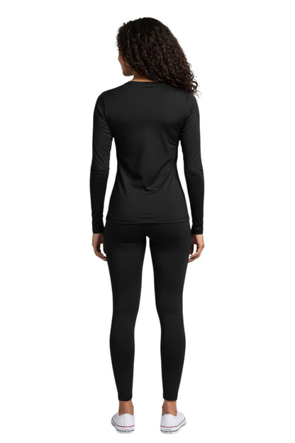The Lifeguard Store RISE Solid Long Sleeve Crew Neck Rashguard in black, made of polyester and spandex with UPF50+ UV protection.