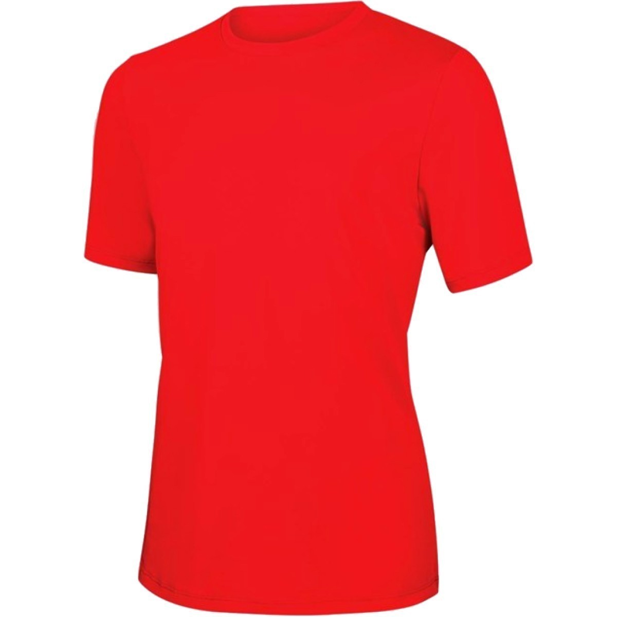 The Lifeguard Store RISE Solid Short Sleeve Crew Neck Rashguard in red. Made of polyester and spandex blend with UPF 50+ protection.