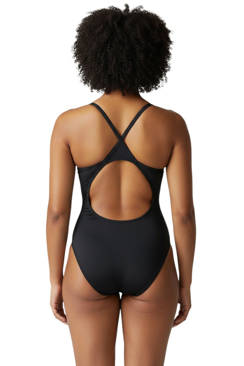 RISE Solid Poly H-Back One Piece Swimsuit
