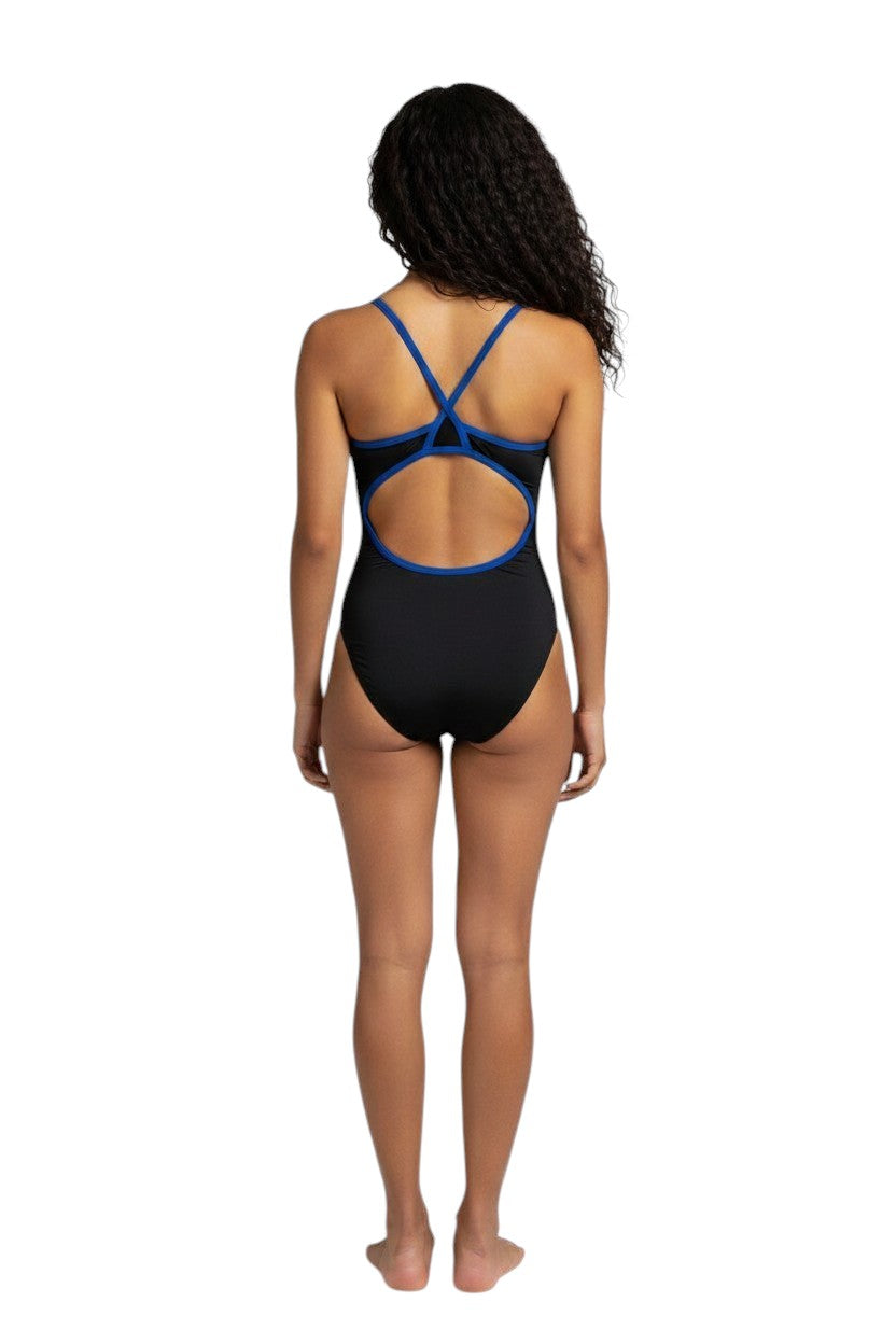 RISE Solid Poly Color Trim H-Back One Piece Swimsuit