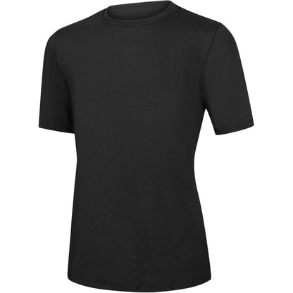 The Lifeguard Store RISE Solid Short Sleeve Crew Neck Rashguard in black polyester-spandex blend with UPF 50+ sun protection.