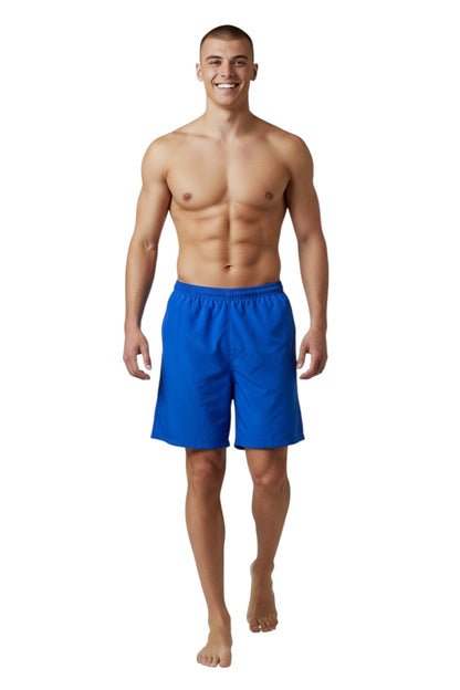 The Lifeguard Store royal blue polyester board shorts with liner, elastic waistband, and cargo pocket. UPF30+.