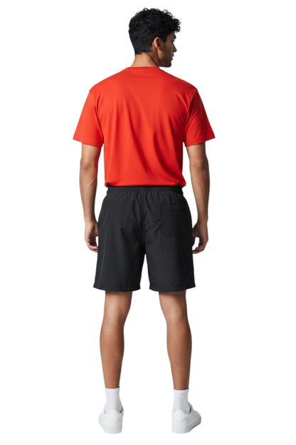 The Lifeguard Store YMCA Instructor Boardshort in black polyester with elastic waistband and velcro pocket. 7" inseam.