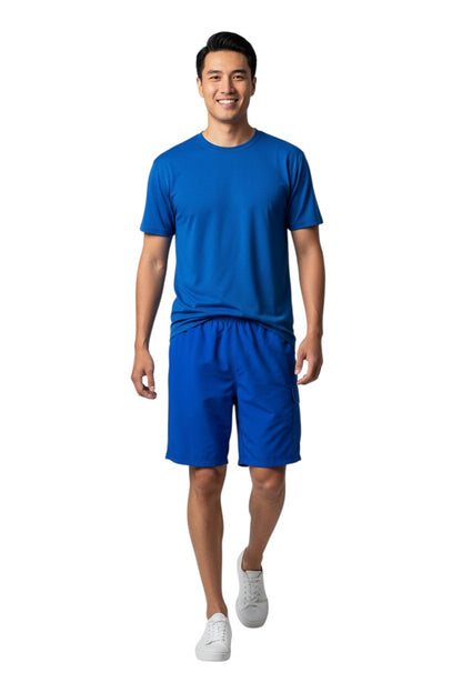 The Lifeguard Store YMCA Kiefer Instructor Board Short in royal blue polyester with elastic waistband and cargo pocket.