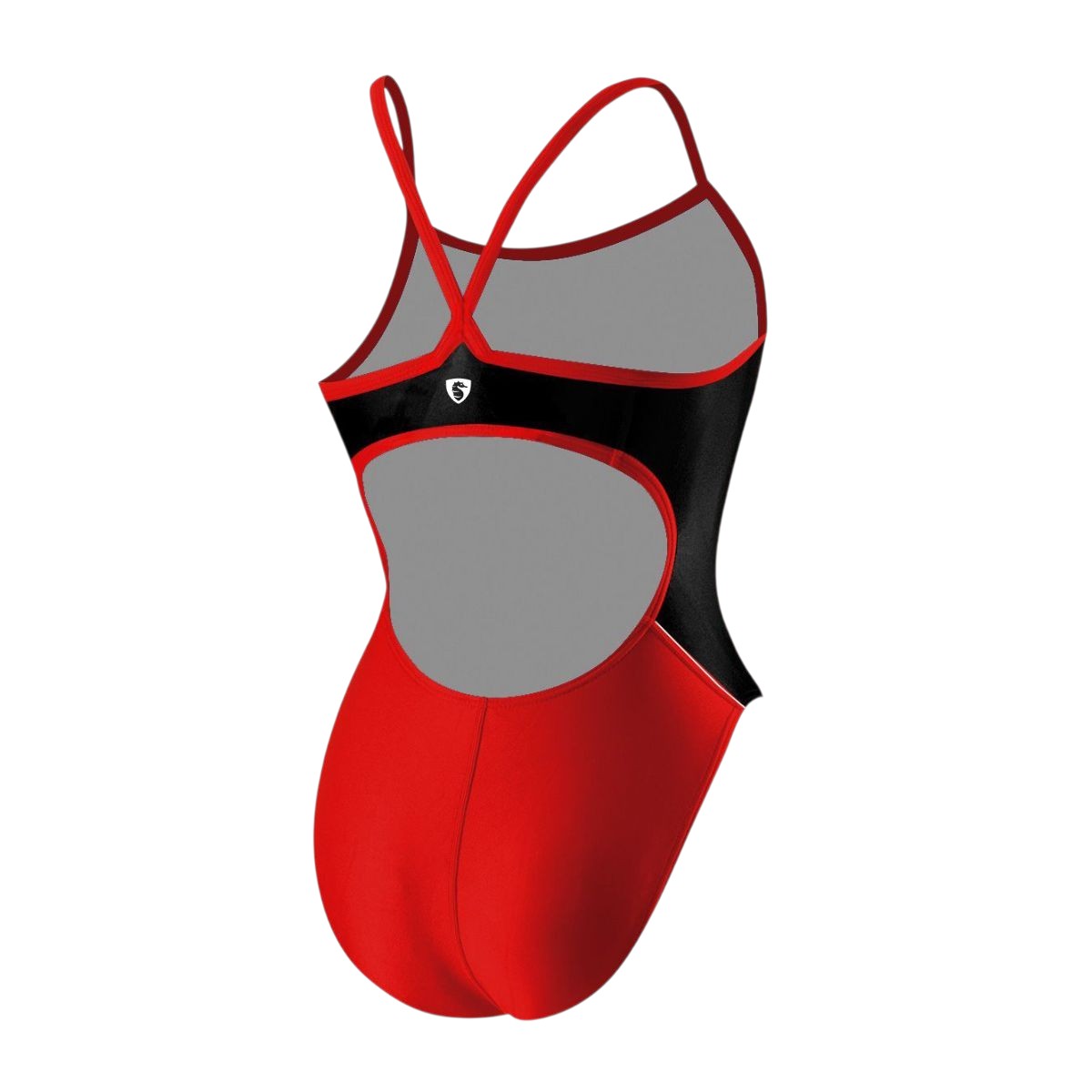 The Lifeguard Store YMCA Kiefer Instructor H-Back Splice One Piece Swimsuit in red and black with H-back straps.