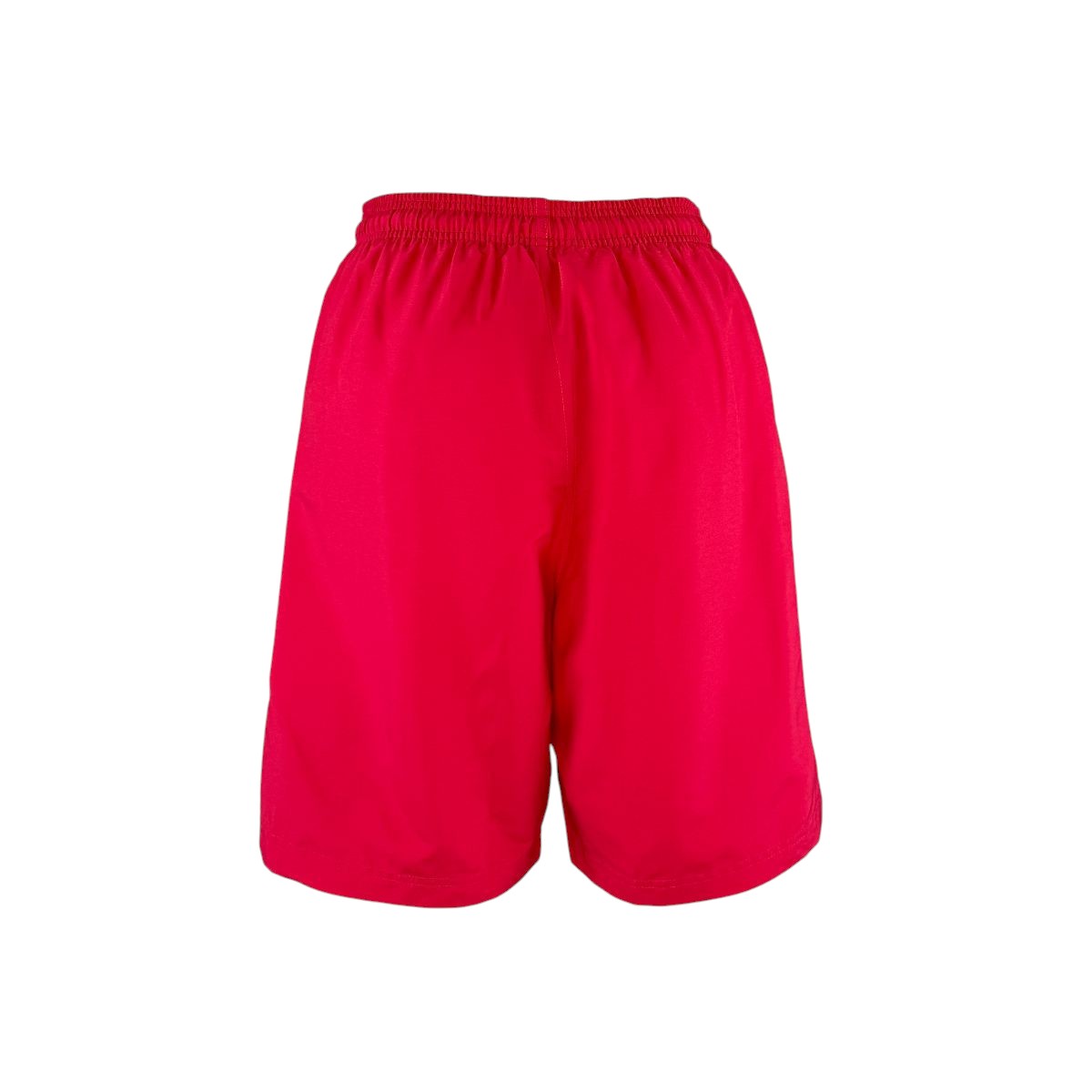 The Lifeguard Store YMCA Men's Kiefer Board Short in red, 100% polyester with elastic waistband and 7" inseam.