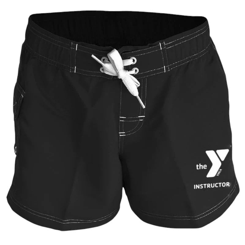 YMCA Instructor female poly short, black flatlay