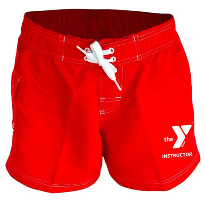 YMCA Instructor female poly short, red flatlay