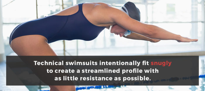 Female swimmer with streamlined profile